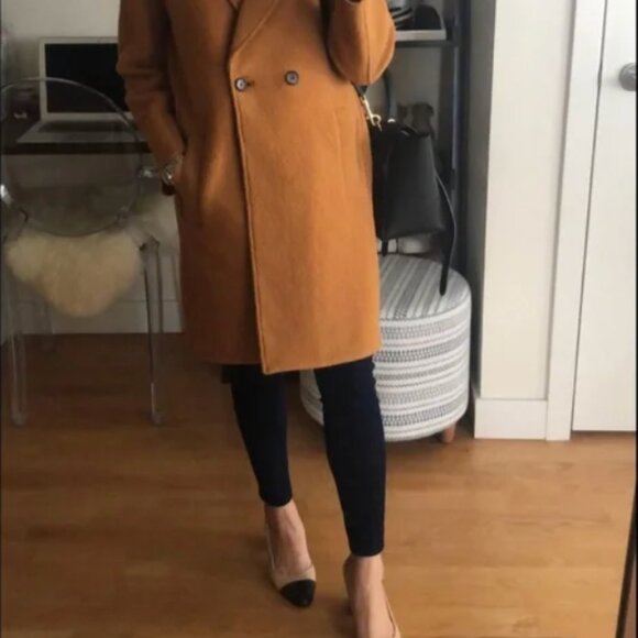 J Crew NEW Daphne boiled wool topcoat jacket Coat 6 Mustard Yellow - Picture 4 of 8